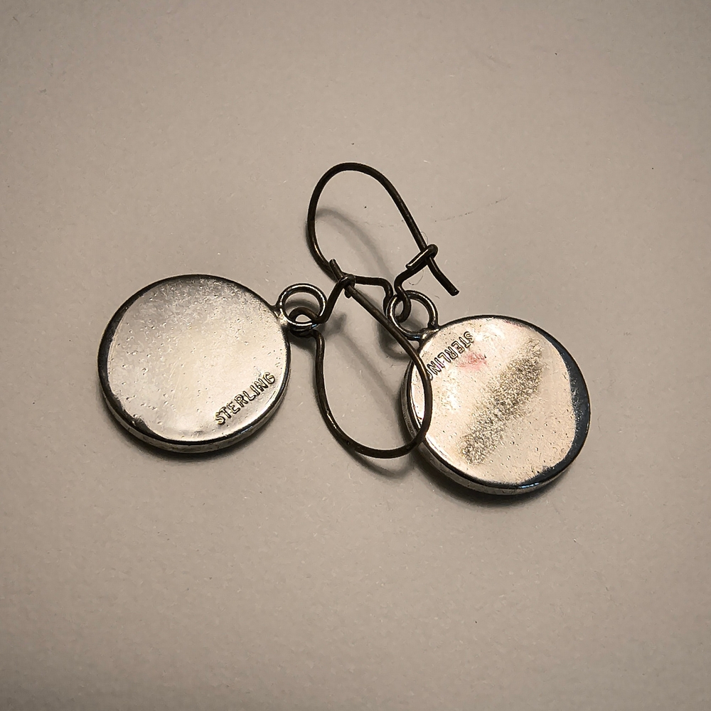 Sterling And Scrimshaw Earrings - Picture 2 of 2